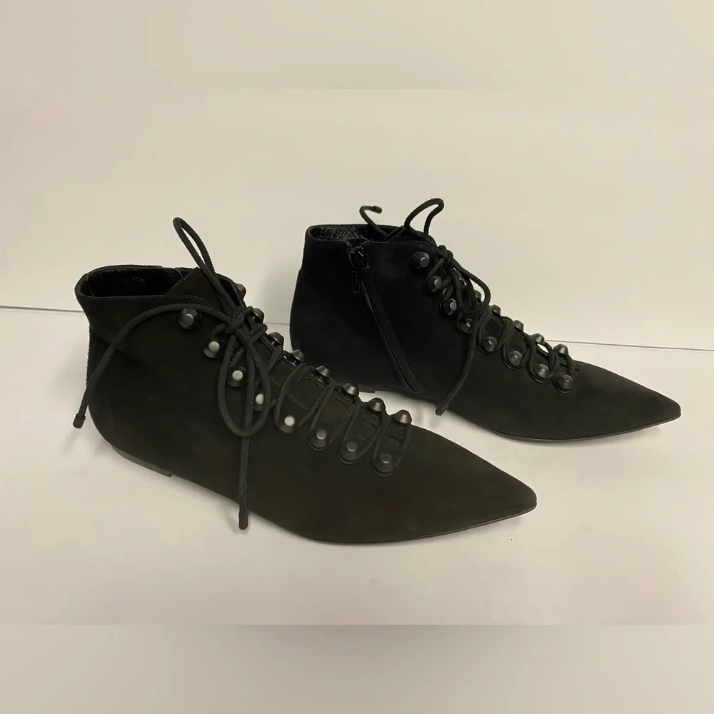 Balenciaga flat ankle boots suede lace up black 38 - Picture 1 of 9